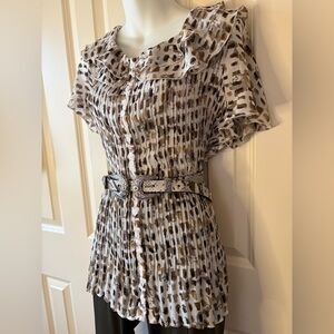 CATO Women's Animal Print Pleated Top